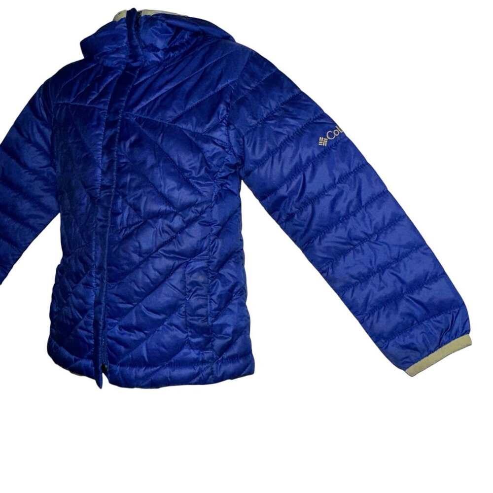 Columbia Omni Shield Lightweight Quilted Jacket Girls XXS 4 5 Purple Hooded - Picture 5 of 9